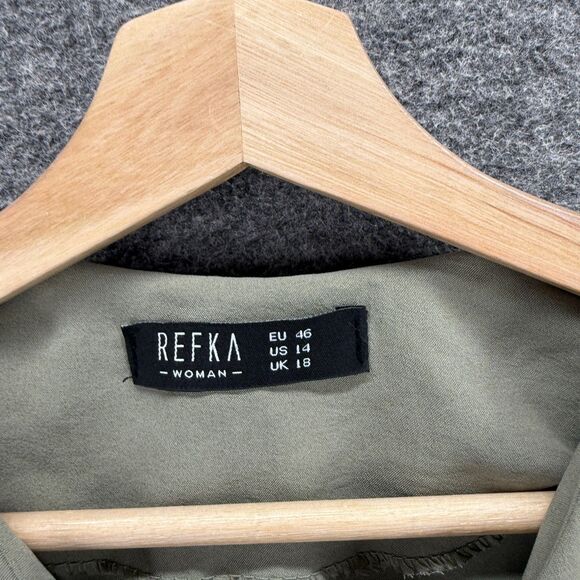 Refka Shirt Women 14 Gray Button Up Crew Neck Long Sleeve Casual Solid Comfort - Picture 3 of 7